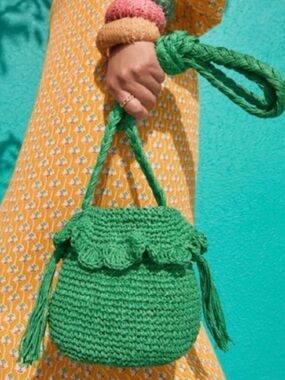 NEW! RHODE x Target Crochet Bucket Bag in Dark Green